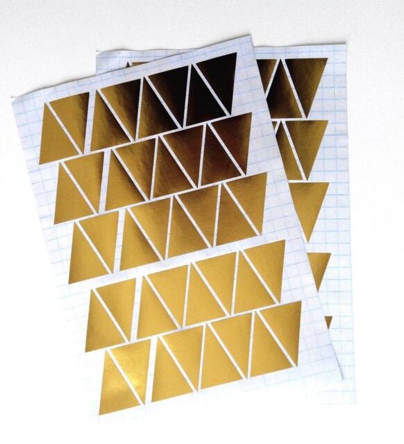 30 Triangle Stickers, Gold Vinyl Decal, Triangles Nursery Wallpaper, Removable Wall Geometrical Decals