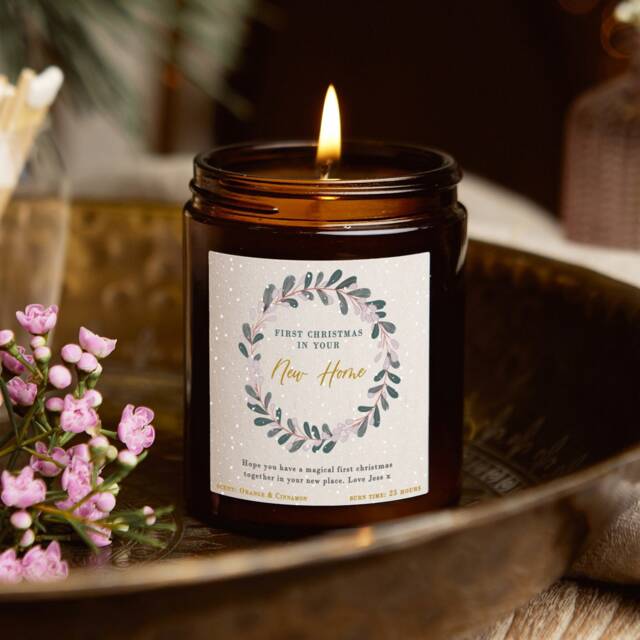 First Christmas New Home Candle Personalised Soy Wax Apothecary Jar - image 1