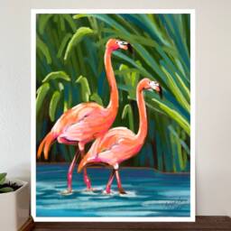 Abstract Flamingo Painting Art Print, Bird Artwork, Home Decor, Wall Art, Wildlife Paintings For Decor - thumbnail 3