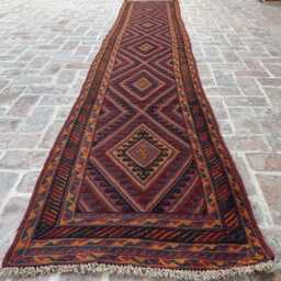Elegant 2'7x13'9 Wool Runner Rug - Long Hand-Knotted High Pile Afghan Carpet Oriental Design Corridor Boho Accent Gift - thumbnail 3