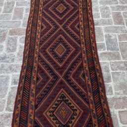 Elegant 2'7x13'9 Wool Runner Rug - Long Hand-Knotted High Pile Afghan Carpet Oriental Design Corridor Boho Accent Gift - thumbnail 2
