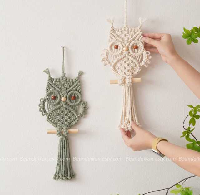 Macrame Owl, Animal Lover, Farmhouse Decor, Wall Decor Nursery, Handmade Macrame, Boho Hanging, Baby Girl Room, Gift For Friend W73 - image 1