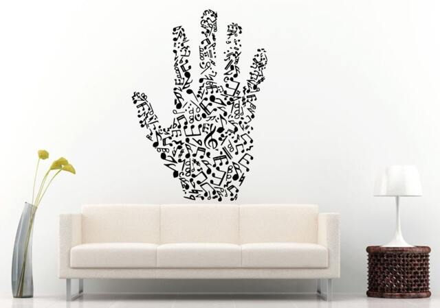 Musical Music Human Hand Palm Musicians Wall Decal Vinyl Sticker Mural Room Decor L1235 - image 1