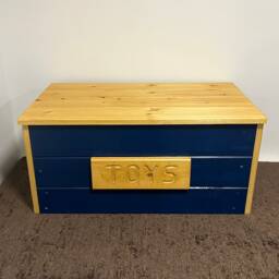 Personalized Navy Blue Solid Wood Toy Box - thumbnail 2