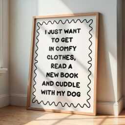 Books & Dogs Black White Typography Print - Dog Owner Print, Book Lover Cuddles Wall Art, Quote - thumbnail 2