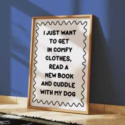 Books & Dogs Black White Typography Print - Dog Owner Print, Book Lover Cuddles Wall Art, Quote - thumbnail 3