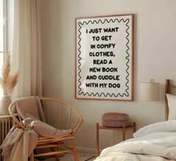Books & Dogs Black White Typography Print - Dog Owner Print, Book Lover Cuddles Wall Art, Quote - thumbnail 1
