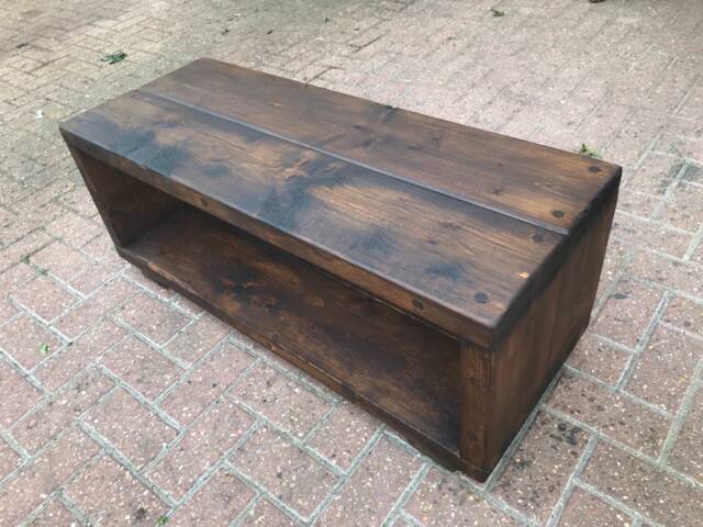 Rustic Pine Tv Unit Solid Wood Stand/Cabinet Dark Oak Wax Finish - image 1