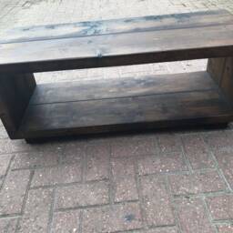 Rustic Pine Tv Unit Solid Wood Stand/Cabinet Dark Oak Wax Finish - thumbnail 3