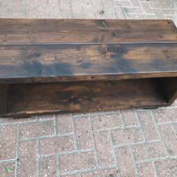 Rustic Pine Tv Unit Solid Wood Stand/Cabinet Dark Oak Wax Finish - thumbnail 4