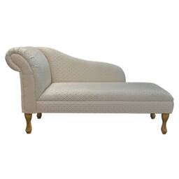 Gold Trellis Fabric Chaise Longue - Queen Anne Style 56 - thumbnail 2