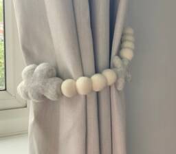 Felt Ball Curtain Tie Back Cloud & Star Nursery Decor