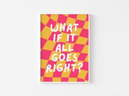 What If It All Goes Right? Funky Checkerboard Print - Retro Poster, Cool Trendy, Hippie Decor, Pink Yellow Dorm 90S Aesthetic - thumbnail 1