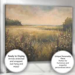 Wildflower Marshland Sunset Scenic Nature Landscape Canvas Wall Art Print Decor Picture Ready To Hang - thumbnail 3
