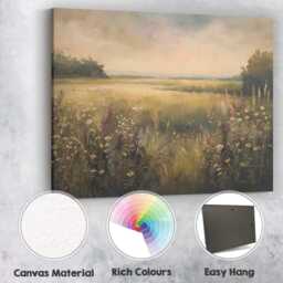 Wildflower Marshland Sunset Scenic Nature Landscape Canvas Wall Art Print Decor Picture Ready To Hang - thumbnail 2