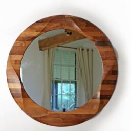 Round Mirror, Round Wall Hanging Wooden Wood Circular Mirrors, Mirror Frame - thumbnail 3