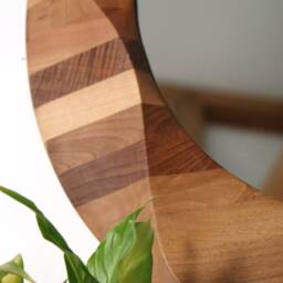 Round Mirror, Round Wall Hanging Wooden Wood Circular Mirrors, Mirror Frame - thumbnail 4