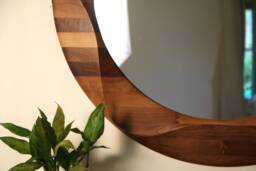 Round Mirror, Round Wall Hanging Wooden Wood Circular Mirrors, Mirror Frame