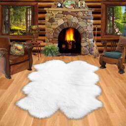 Faux Sheepskin Area Rug - Handmade Shaggy Pelt Throw, Usa - thumbnail 4
