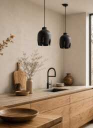 Black Pendant Light Rustic, Bedside Natural Chandelier Light, Hanging Lamp Shade Handmade