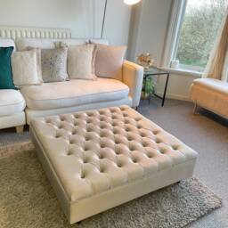 Large Silver Footstool/Coffee Table With Castor Feet Brand New, Handmade Made To Order Customisable - thumbnail 2