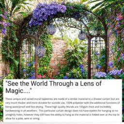 Mediterranean Stone Wall With Purple Haze Flowers Shower Curtain Garden Mural Tapestry Backdrop - thumbnail 2