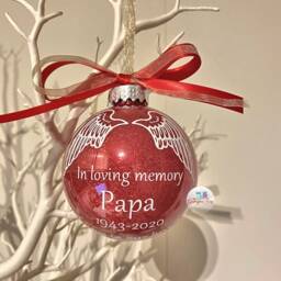 Personalised Memorial Bauble, Special Memory Wings Christmas Ornament, in Loving Of, Remembrance Decoration, Sentimental - thumbnail 1