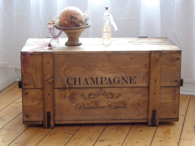 "Chest, Wooden Box, Freight Crate, Bench, Coffee Table ""Champagne" - image 1