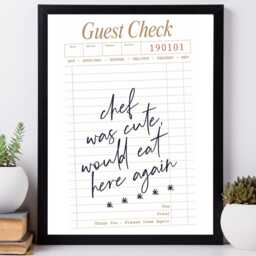 Guest Check Would Eat Here Again - Kitchen Funny Wall Print Gift Idea Bespoke Poster A5 A4 A3 Framed Or Unframed - thumbnail 2