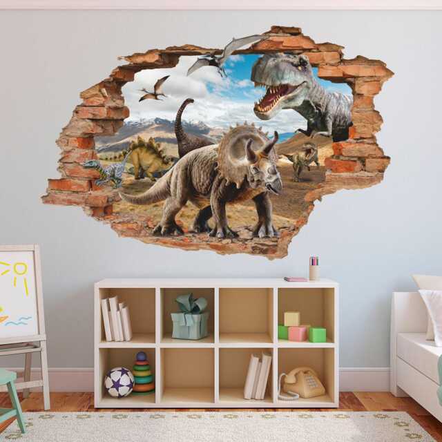 Dinosaur Wall Decal - Tyrannosaurus Triceratops Pterodactyl Art For Kids Room - image 1