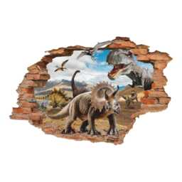 Dinosaur Wall Decal - Tyrannosaurus Triceratops Pterodactyl Art For Kids Room - thumbnail 2