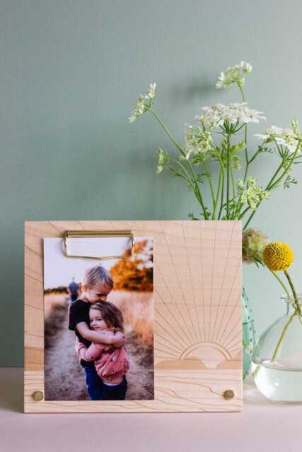 Coastal Sunset Wood Picture Frame [Beach Photo Frame, Sunrise Ocean 4x6 Gifts For Her, Family Photo, Wedding] - image 1