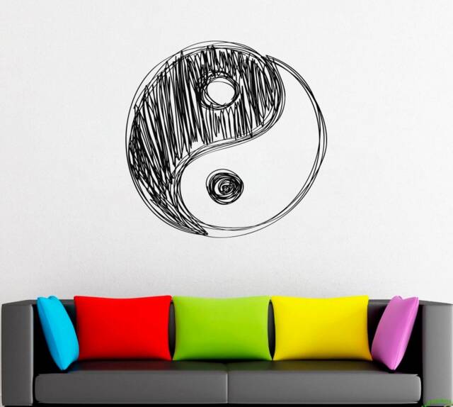 Yin Yang Wall Decal Floral Taoism Vinyl Sticker 2037 - image 1