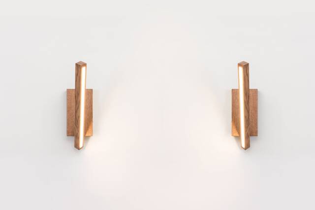 Modern Wooden Led Wall Sconce - Minimalist Vector Light Fixture Natural Oak Lamp Contemporary Interior Lighting Vertical Mount - image 1