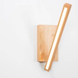 Modern Wooden Led Wall Sconce - Minimalist Vector Light Fixture Natural Oak Lamp Contemporary Interior Lighting Vertical Mount - thumbnail 2
