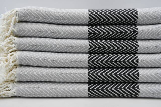 "Gray Peshtemal, Turkish Peshtemal, Hammam Towel, 40""x63" - image 1