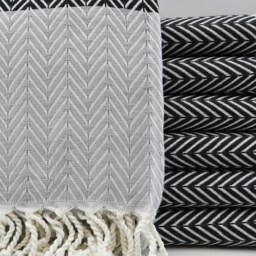 "Gray Peshtemal, Turkish Peshtemal, Hammam Towel, 40""x63" - thumbnail 2