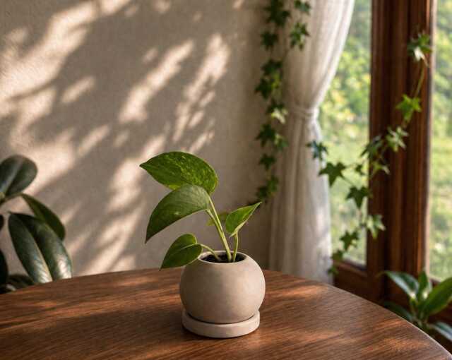 Round Concrete Planter Minimalist Orb Vase With Drainage - image 1