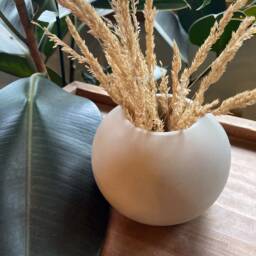 Round Concrete Planter Minimalist Orb Vase With Drainage - thumbnail 3