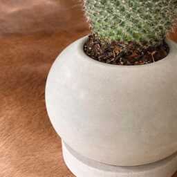 Round Concrete Planter Minimalist Orb Vase With Drainage - thumbnail 4