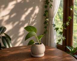 Round Concrete Planter Minimalist Orb Vase With Drainage