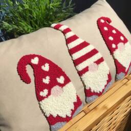 Punch Needle Pillow, Christmas Pillow Cover, Gnome Squab Case, Tree Ornament Decoration, Santa Claus Cushion Throw Gift - thumbnail 3