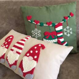 Punch Needle Pillow, Christmas Pillow Cover, Gnome Squab Case, Tree Ornament Decoration, Santa Claus Cushion Throw Gift - thumbnail 2