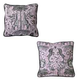 Clarke & Clarke, Pale Pink Giraffes, Safari Print Cotton Cushion Cover - thumbnail 4