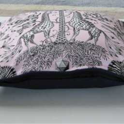Clarke & Clarke, Pale Pink Giraffes, Safari Print Cotton Cushion Cover - thumbnail 2