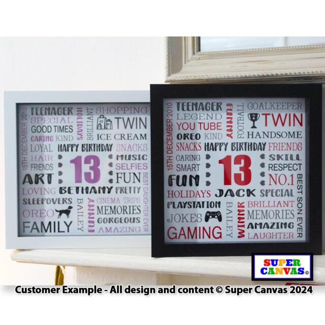 Happy 13Th Birthday Personalised Teenager Son Grandson Brother Granddaughter Sister Daughter Framed Word Art Print Card Gift - image 1