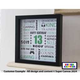 Happy 13Th Birthday Personalised Teenager Son Grandson Brother Granddaughter Sister Daughter Framed Word Art Print Card Gift - thumbnail 3