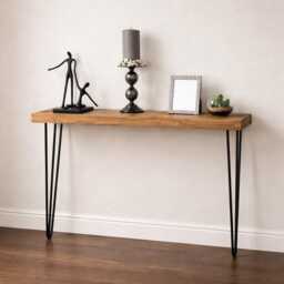 Handmade Slim Console Table Hallway Entryway Hairpin Leg Narrow Wood Rustic - thumbnail 2