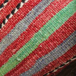 3050cm - 1220In Handwoven Vintage Kilim Cushion Cover - Tribal Striped Lines Red - thumbnail 3