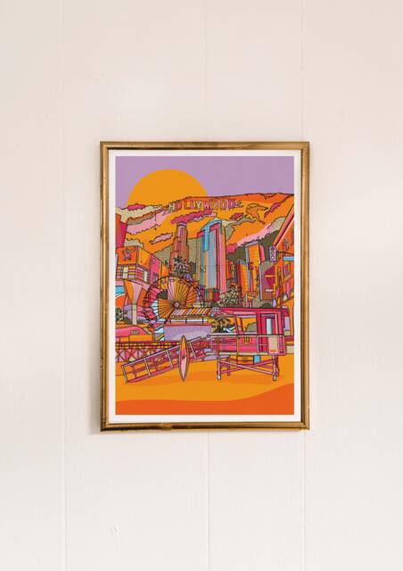 Los Angeles Art Print Venice Beach & Hollywood Illustration - image 1